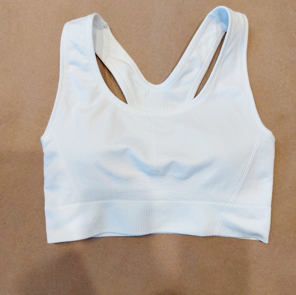 All In Motion White Raceback Medium Support Sports Athletc Bra XS Womens